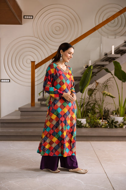 Kabool vibrant printed kurta pant set