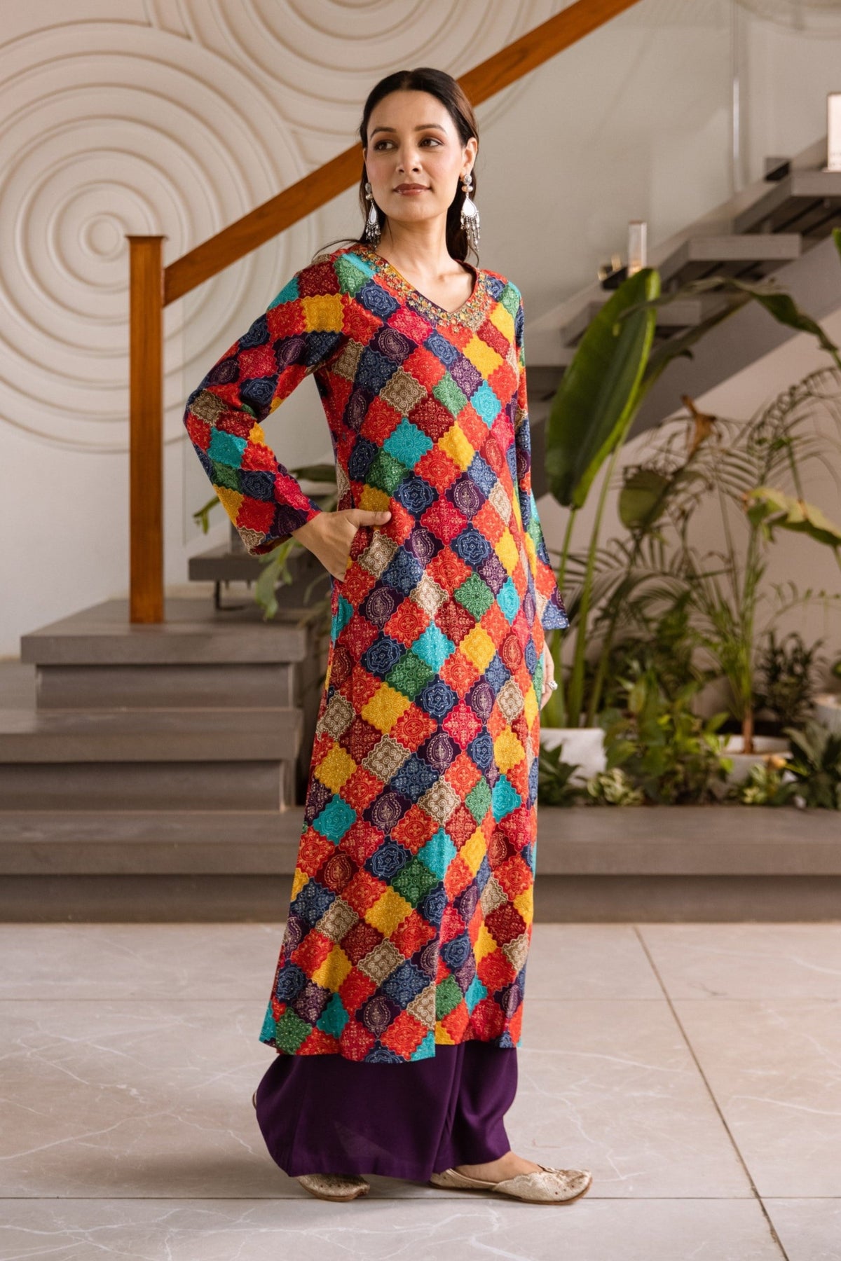 Kabool vibrant printed kurta pant set