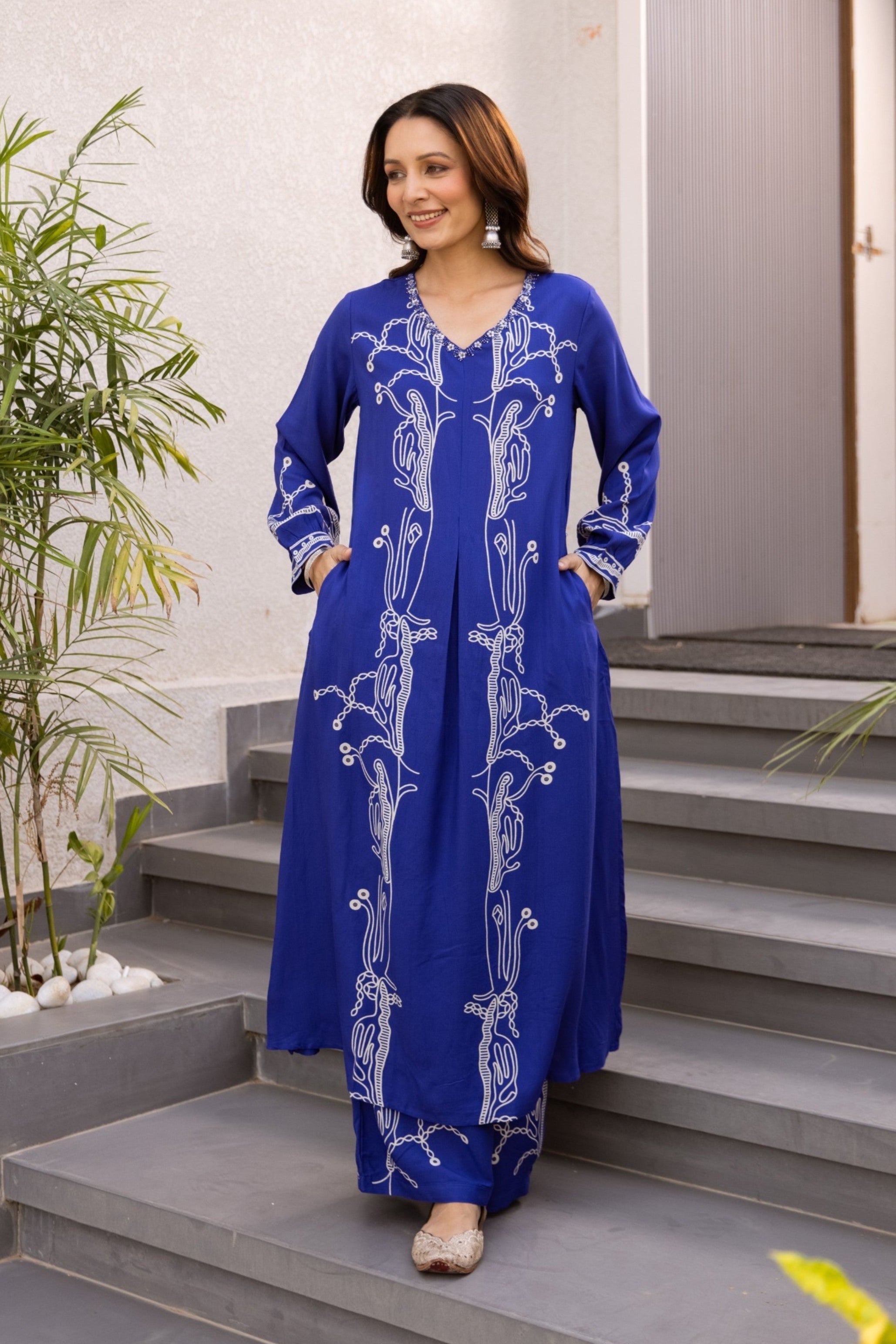 Kabool Hibis Printed Kurta Pant Set