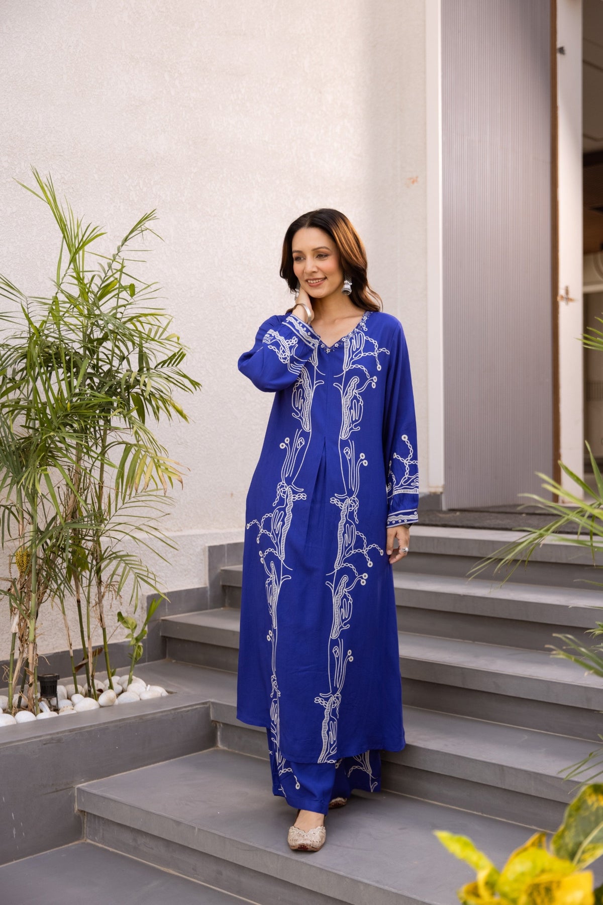 Kabool Hibis Printed Kurta Pant Set