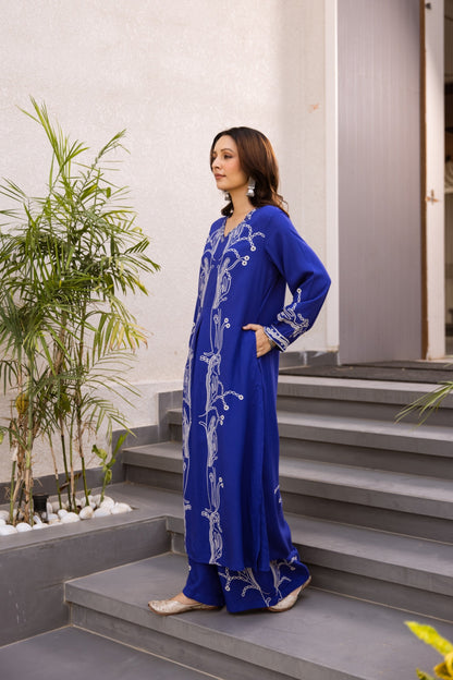 Kabool Hibis Printed Kurta Pant Set