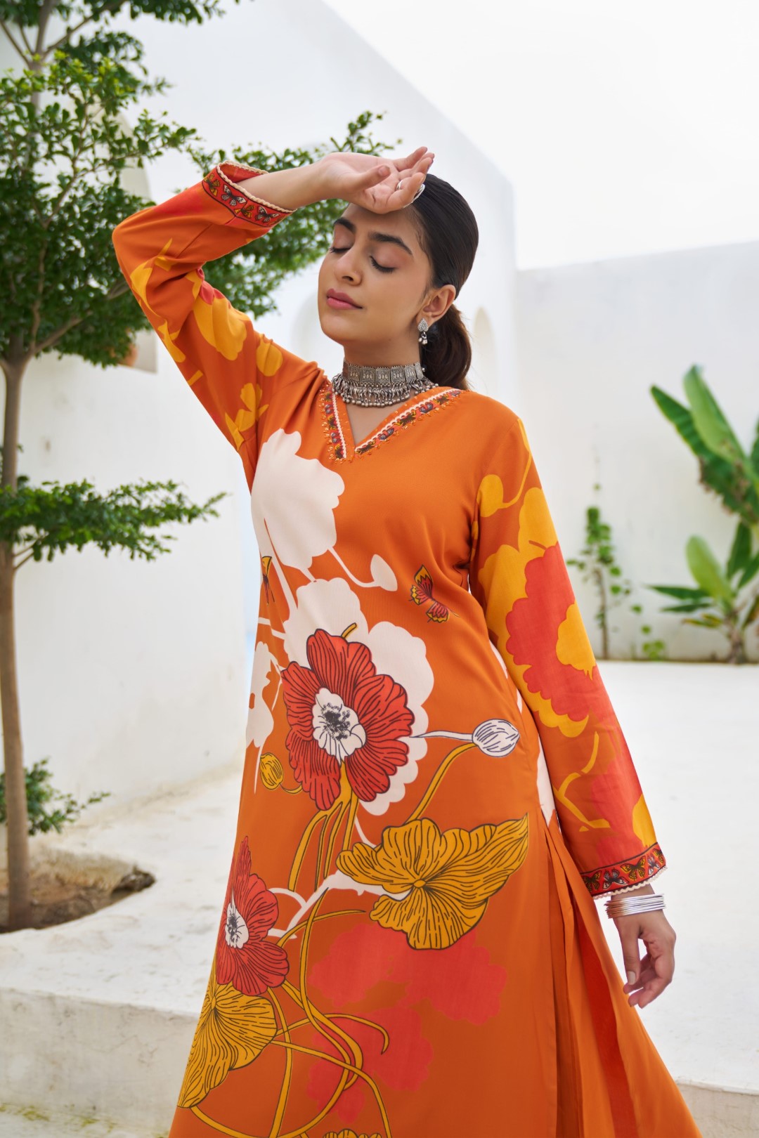 Sonpal apricot printed kurta pant set