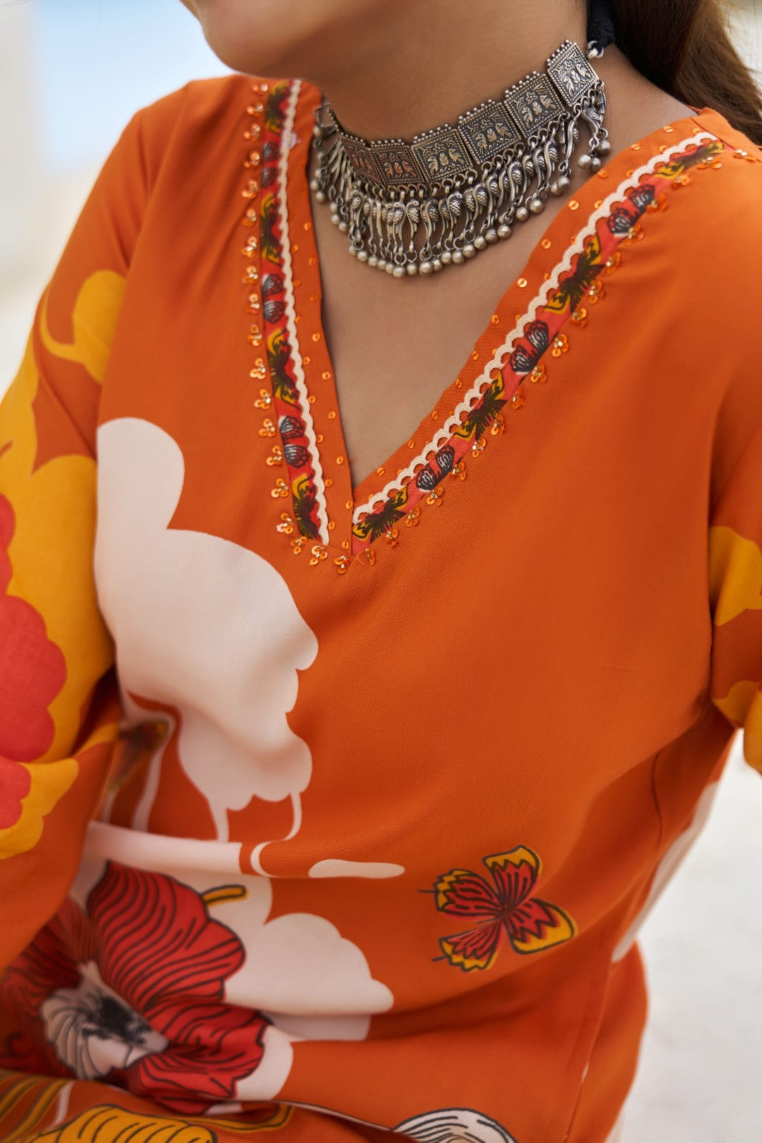 Sonpal apricot printed kurta pant set