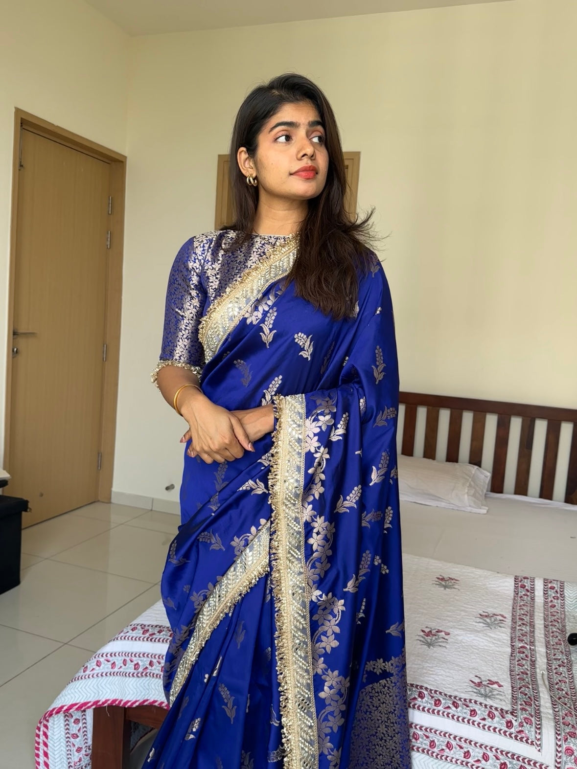 Dhiyona HH Royal Blue Banarasi Nazakat Soft-Silk Saree