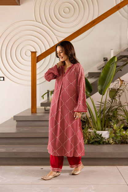 Kabool Cardinal Printed Kurta Pant set