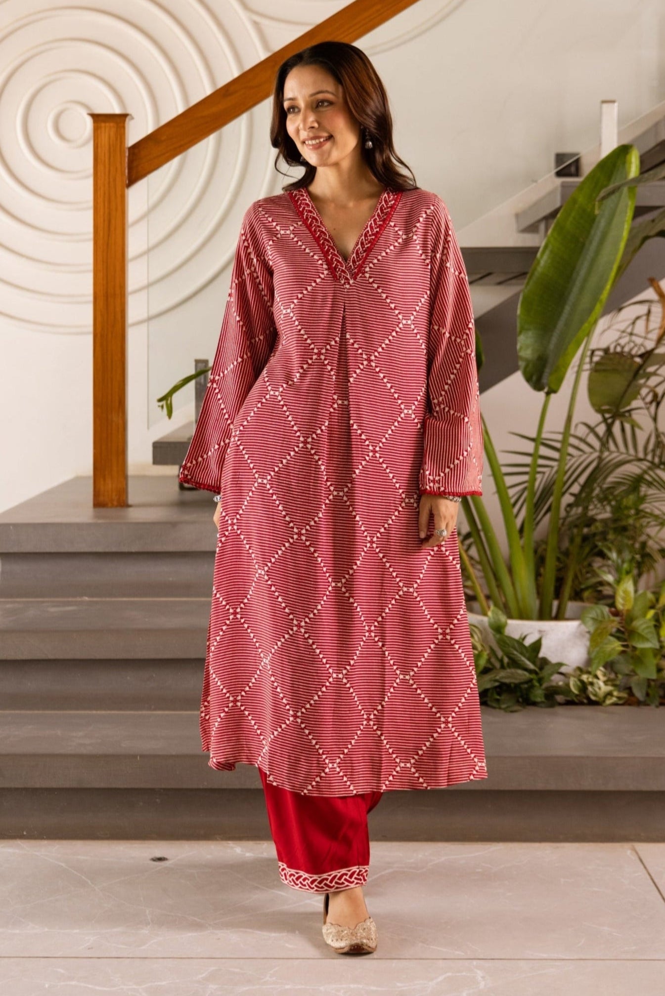 Kabool Cardinal Printed Kurta Pant set