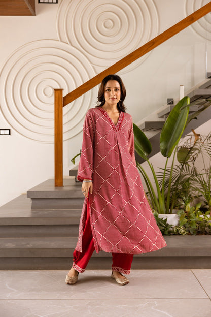 Kabool Cardinal Printed Kurta Pant set