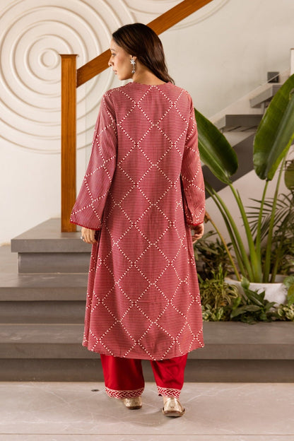 Kabool Cardinal Printed Kurta Pant set