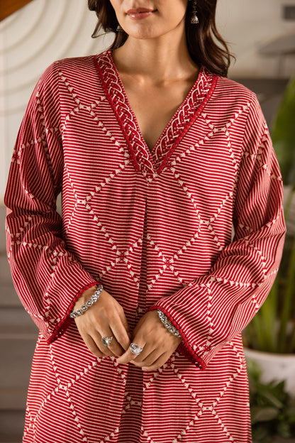Kabool Cardinal Printed Kurta Pant set