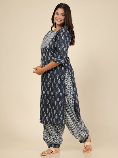 Women's Cotton Blue Straight Kurta