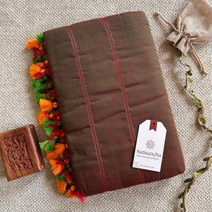 Dhiyona SS Sutisancha Dualtone Brown Zari Stripe Saree