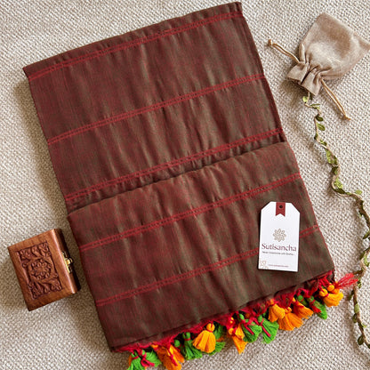 Dhiyona SS Sutisancha Dualtone Brown Zari Stripe Saree