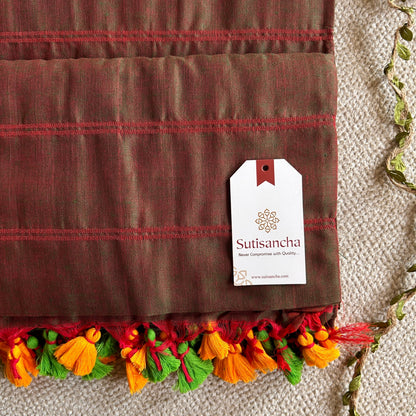 Dhiyona SS Sutisancha Dualtone Brown Zari Stripe Saree