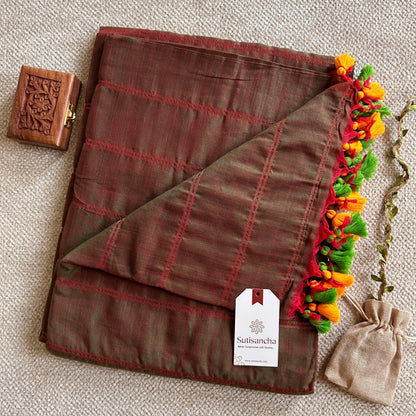 Dhiyona SS Sutisancha Dualtone Brown Zari Stripe Saree