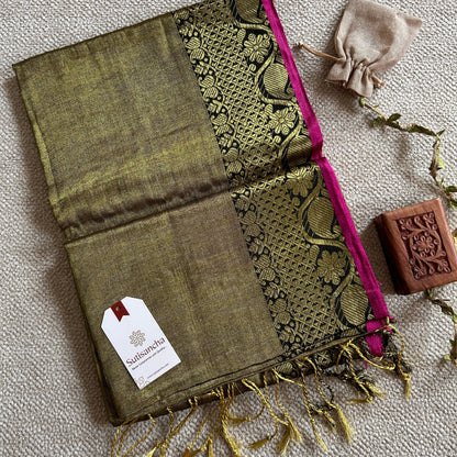 Dhiyona SS Sutisancha Mehndi Handloom Tissue Saree