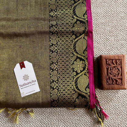 Dhiyona SS Sutisancha Mehndi Handloom Tissue Saree