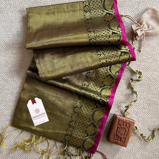 Dhiyona SS Sutisancha Mehndi Handloom Tissue Saree