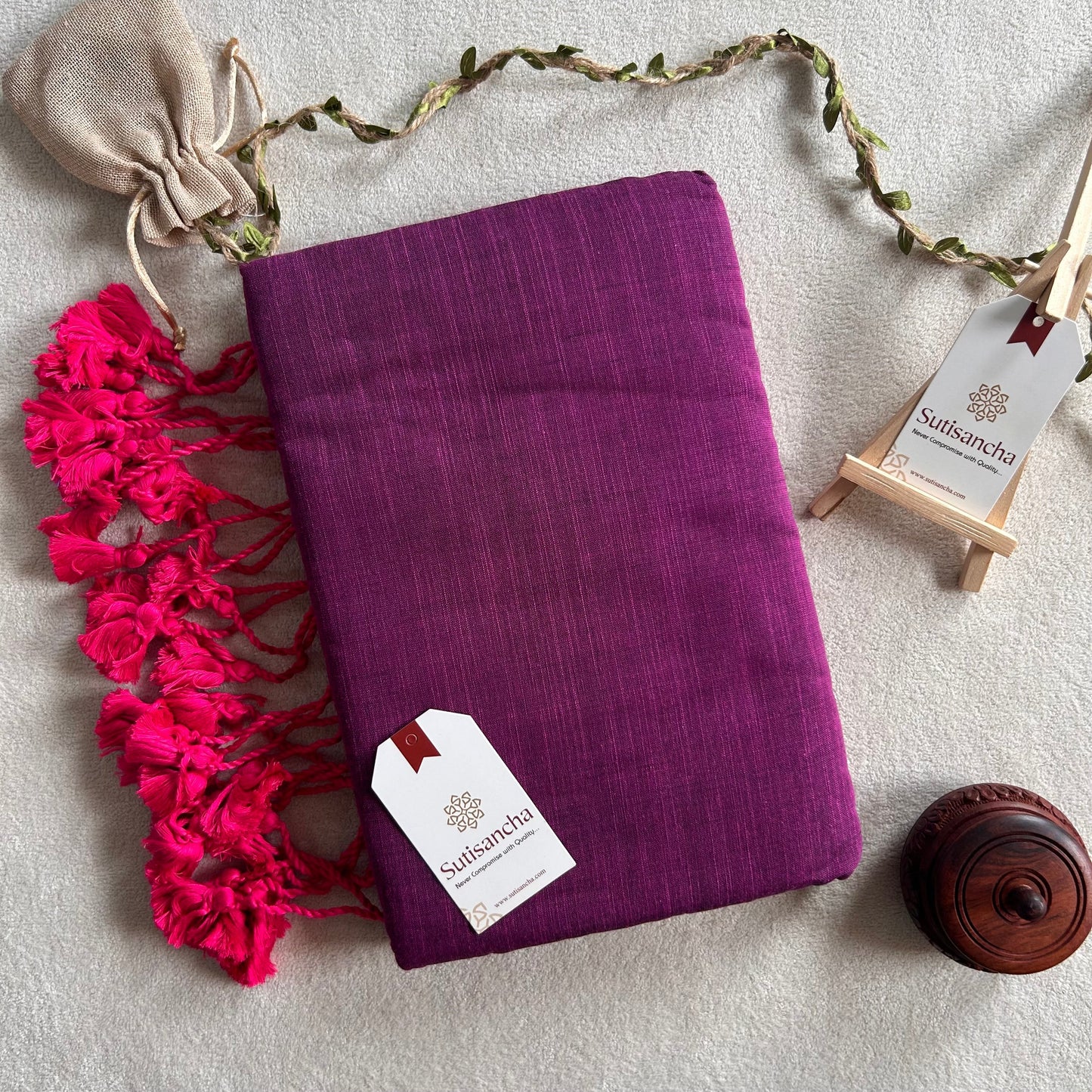 Dhiyona SS Sutisancha Purple & Pink Border Handloom Saree