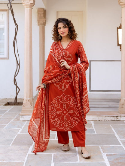 Karen tangerine cotton suit set
