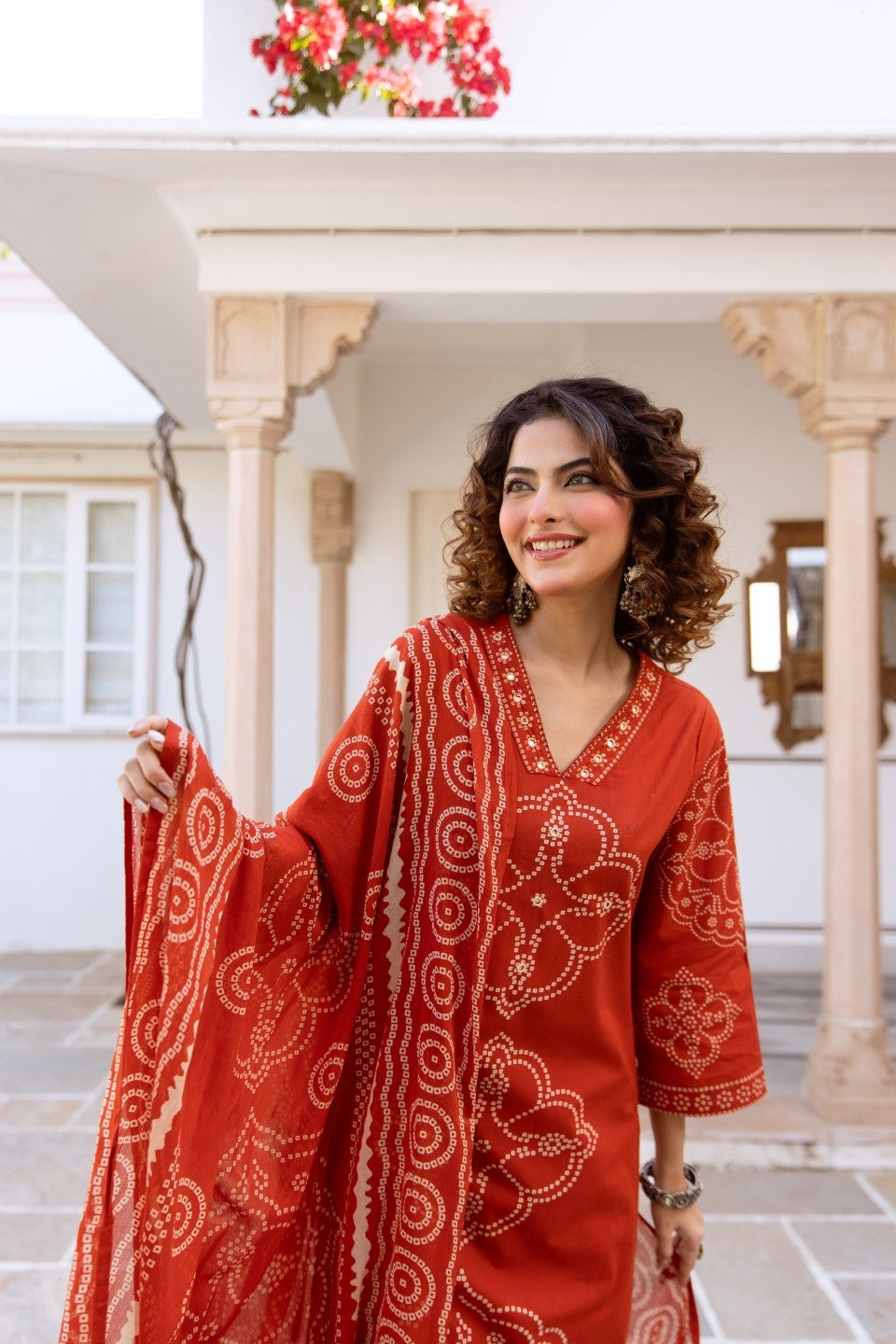 Karen tangerine cotton suit set