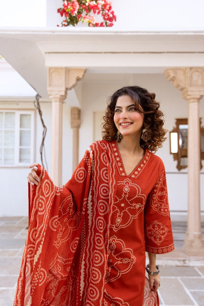 Karen tangerine cotton suit set