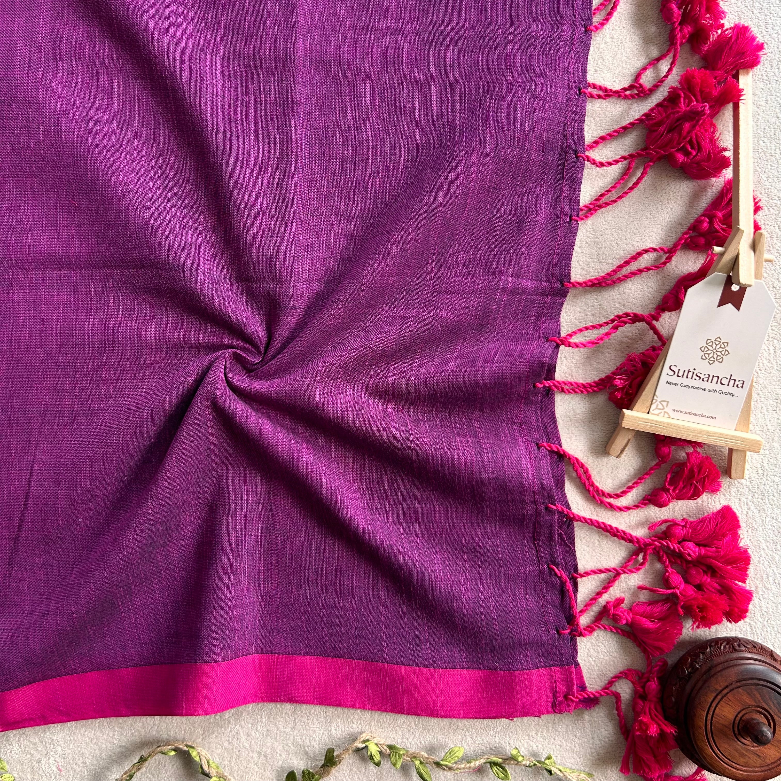 Dhiyona SS Sutisancha Purple & Pink Border Handloom Saree