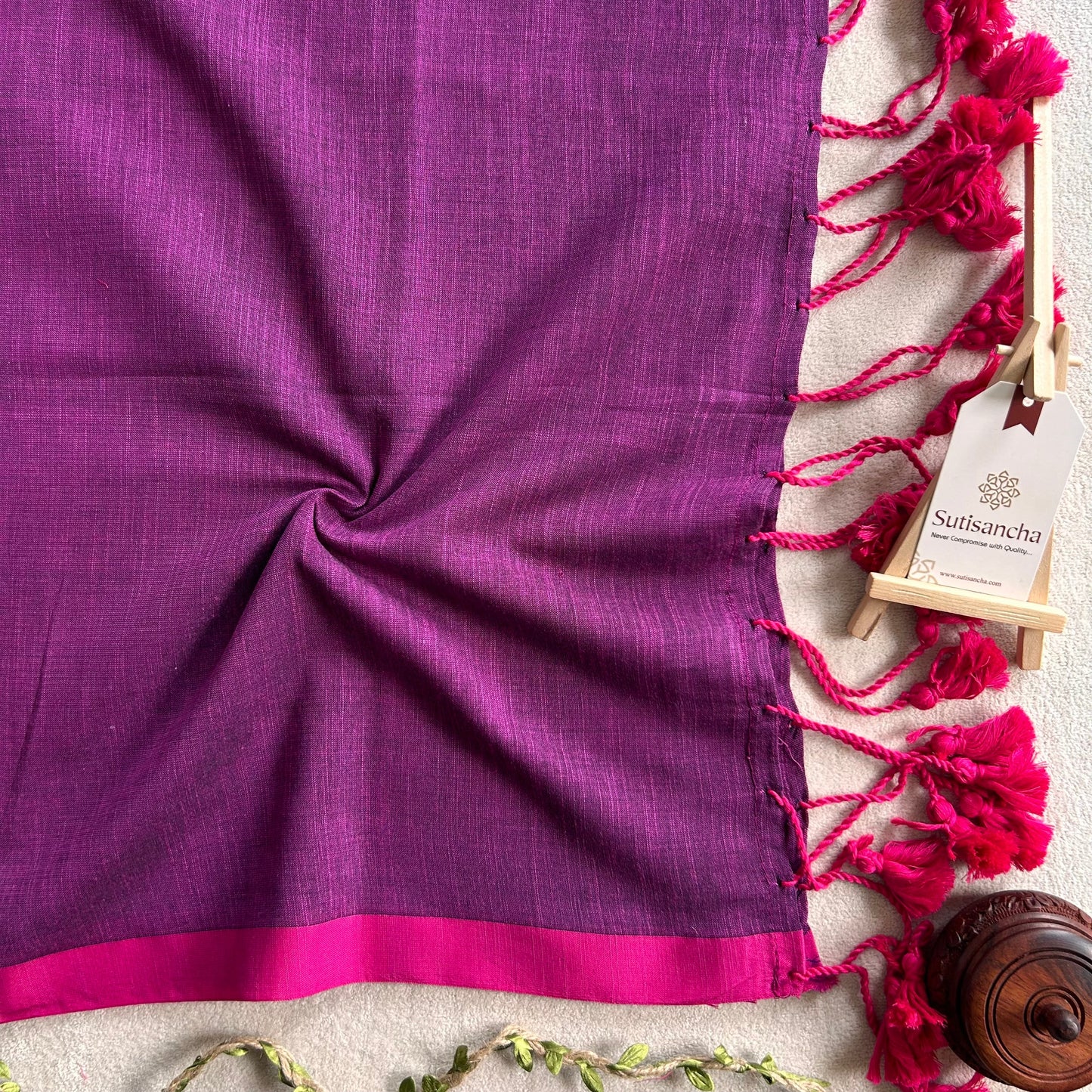 Dhiyona SS Sutisancha Purple & Pink Border Handloom Saree