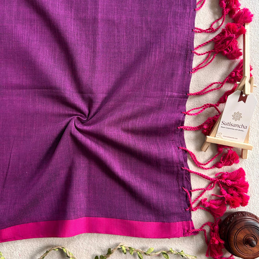 Dhiyona SS Sutisancha Purple & Pink Border Handloom Saree