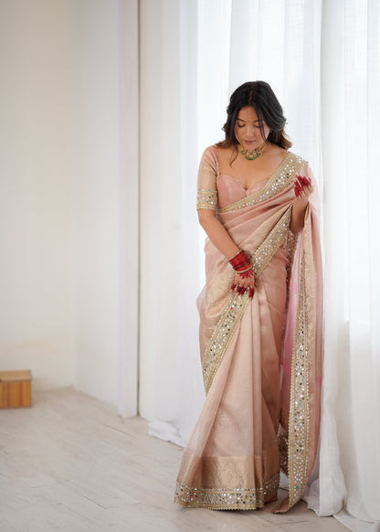 Dhiyona HH Elegant Banarasi Woven Soft Silk Saree with Water Zari Border Pallu and Blouse