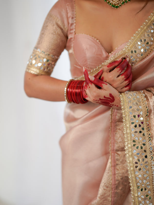 Dhiyona HH Elegant Banarasi Woven Soft Silk Saree with Water Zari Border Pallu and Blouse