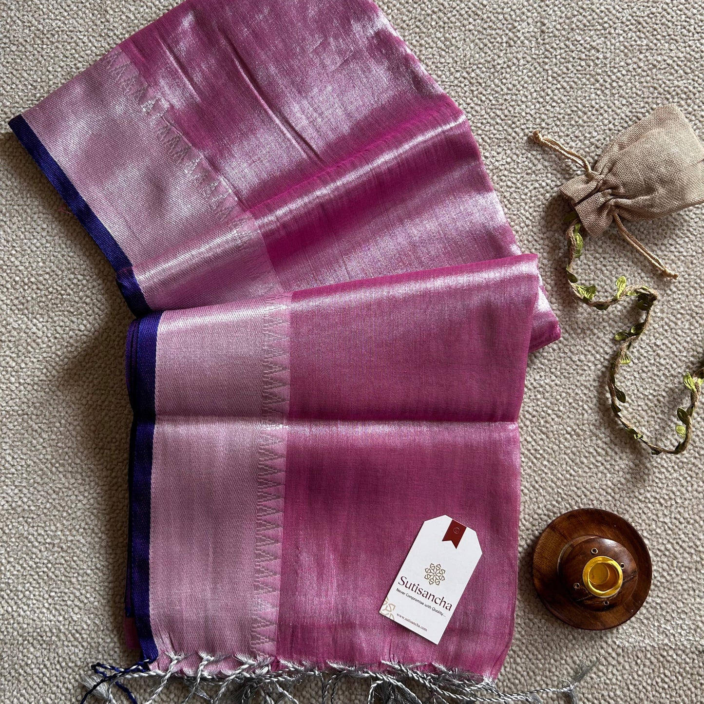 Dhiyona SS Sutisancha Babypink Handloom Tissue Saree