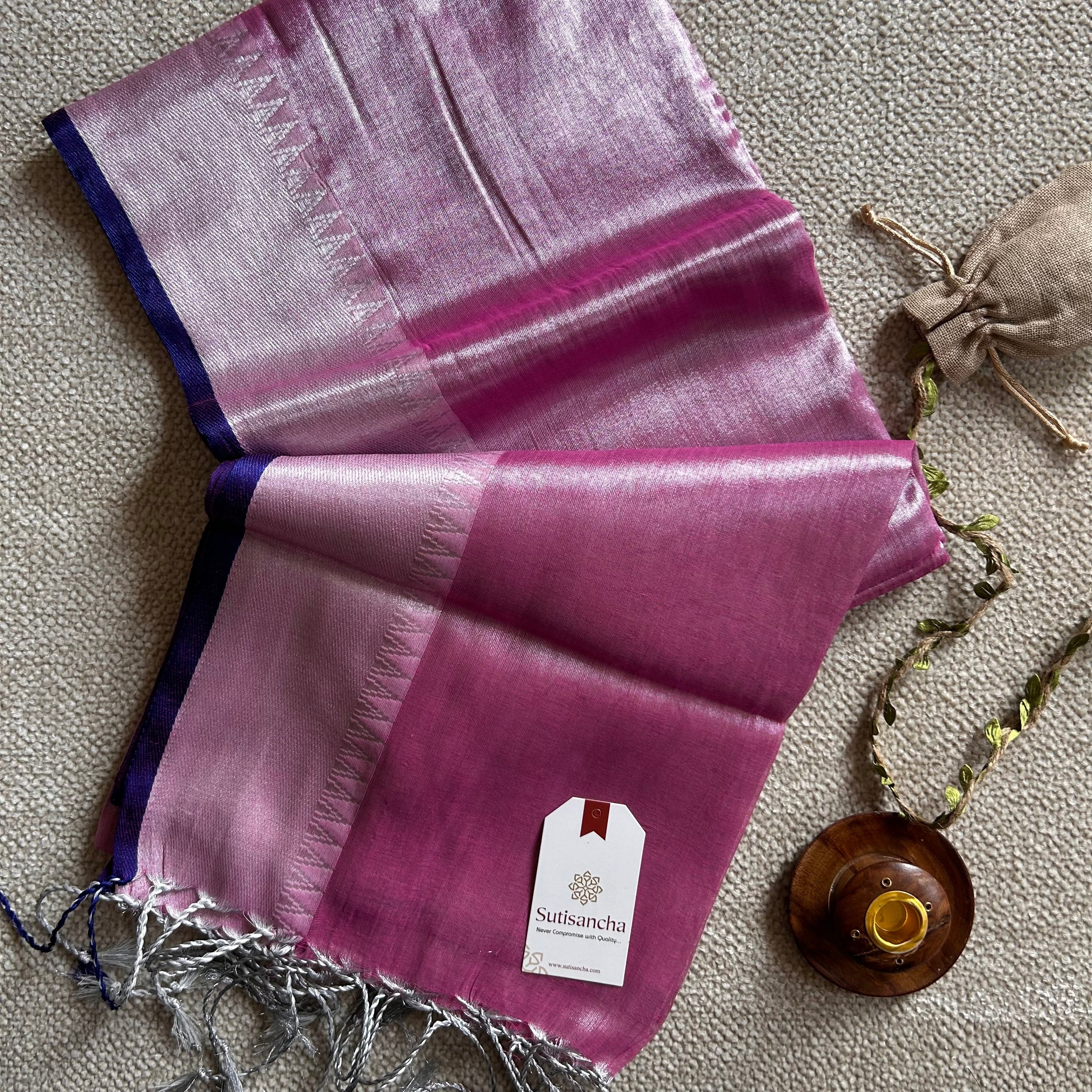 Dhiyona SS Sutisancha Babypink Handloom Tissue Saree