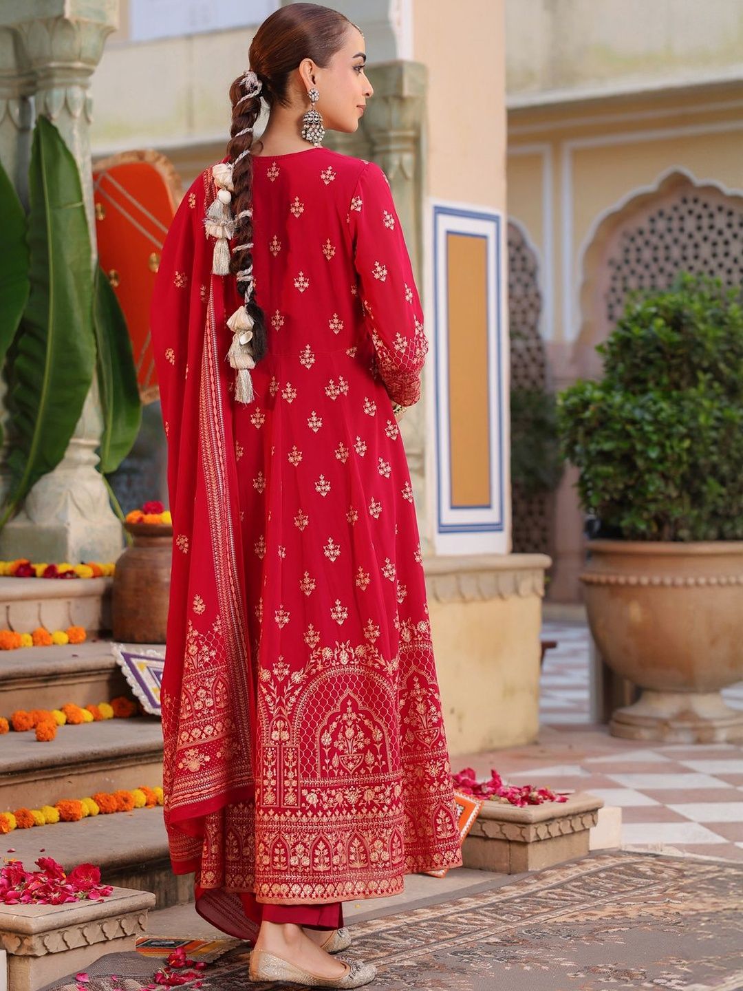 Dhiyona RR Women's Ethnic Motifs Printed Regular Kurta with Trousers & With Dupatta