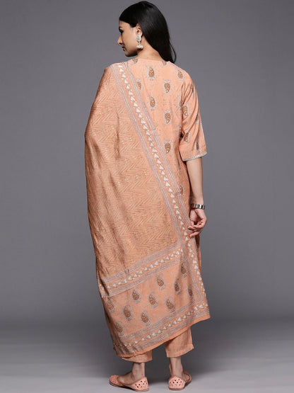 Women Paisley Printed Regular Thread Work Kurta with Trousers & With Dupatta