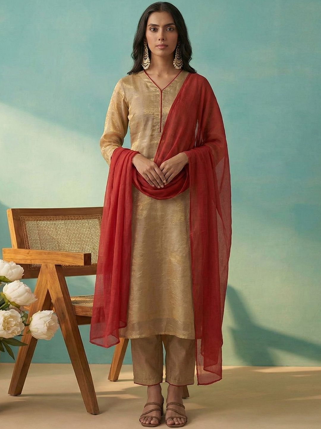 Dhiyona CH Women Regular Kurta with Trousers & With Dupatta