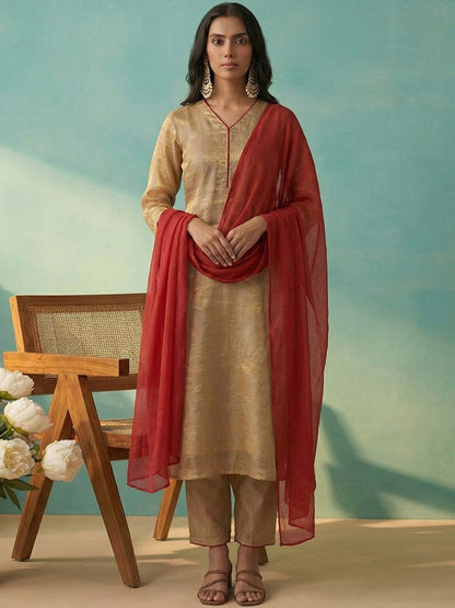 Dhiyona CH Women Regular Kurta with Trousers & With Dupatta