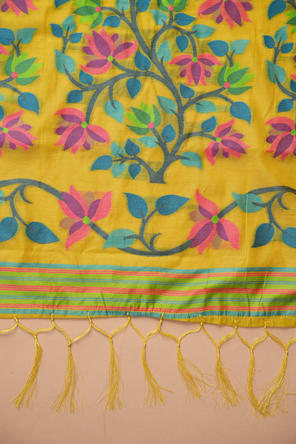 Dhiyona GR Women's Ghazal Classic Couture Olive Cotton Jamdani Saree