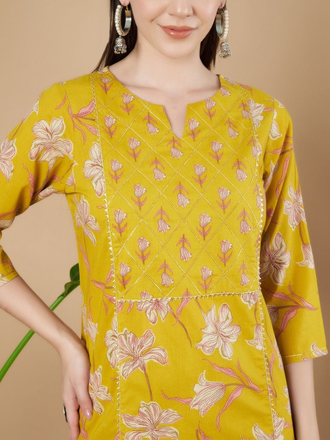 Women Floral Printed Regular Pure Cotton Kurta with Palazzos