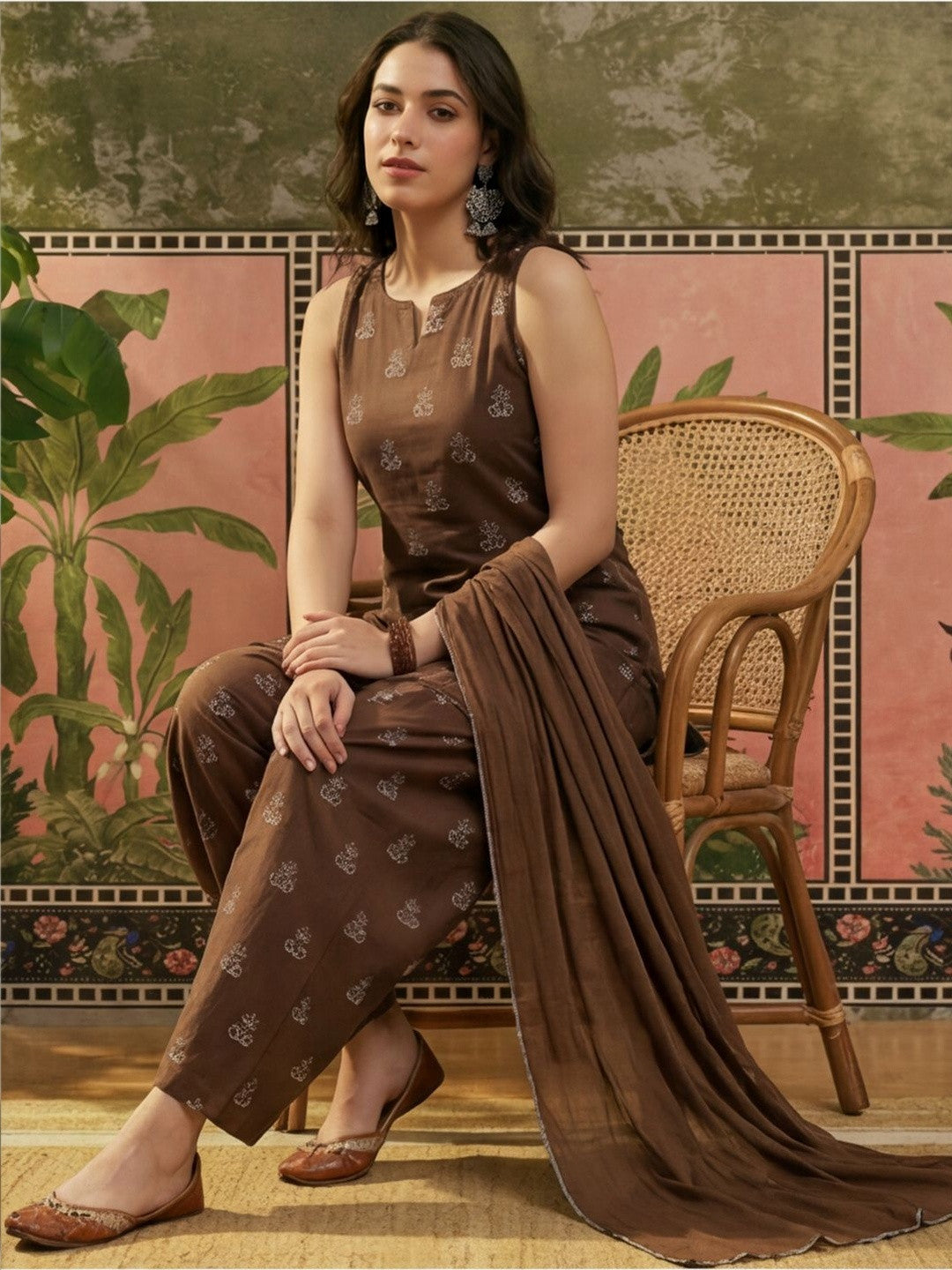 Women Cotton Printed Straight Farshi Salwar Suit Set