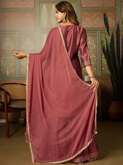 Dhiyona HOP Women Ethnic Motifs Embroidered Kurti with Sharara & Dupatta