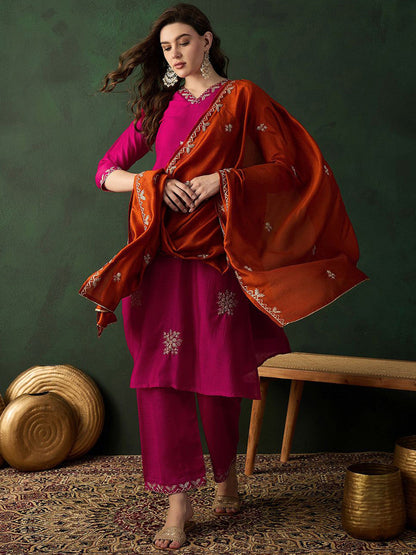 Embroidered Kurta Set With Dupatta