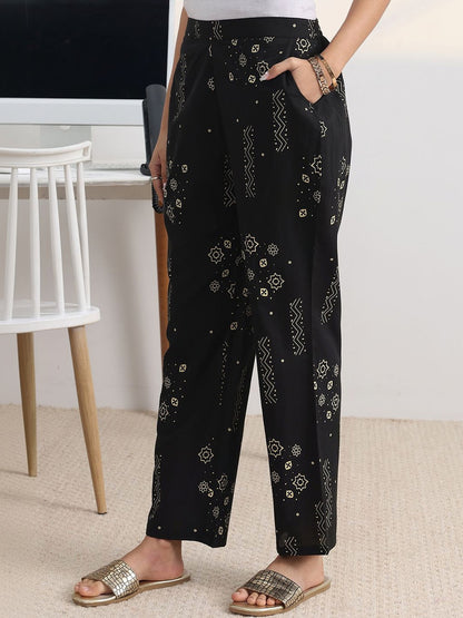 Libas Black Printed Straight Kurta Set