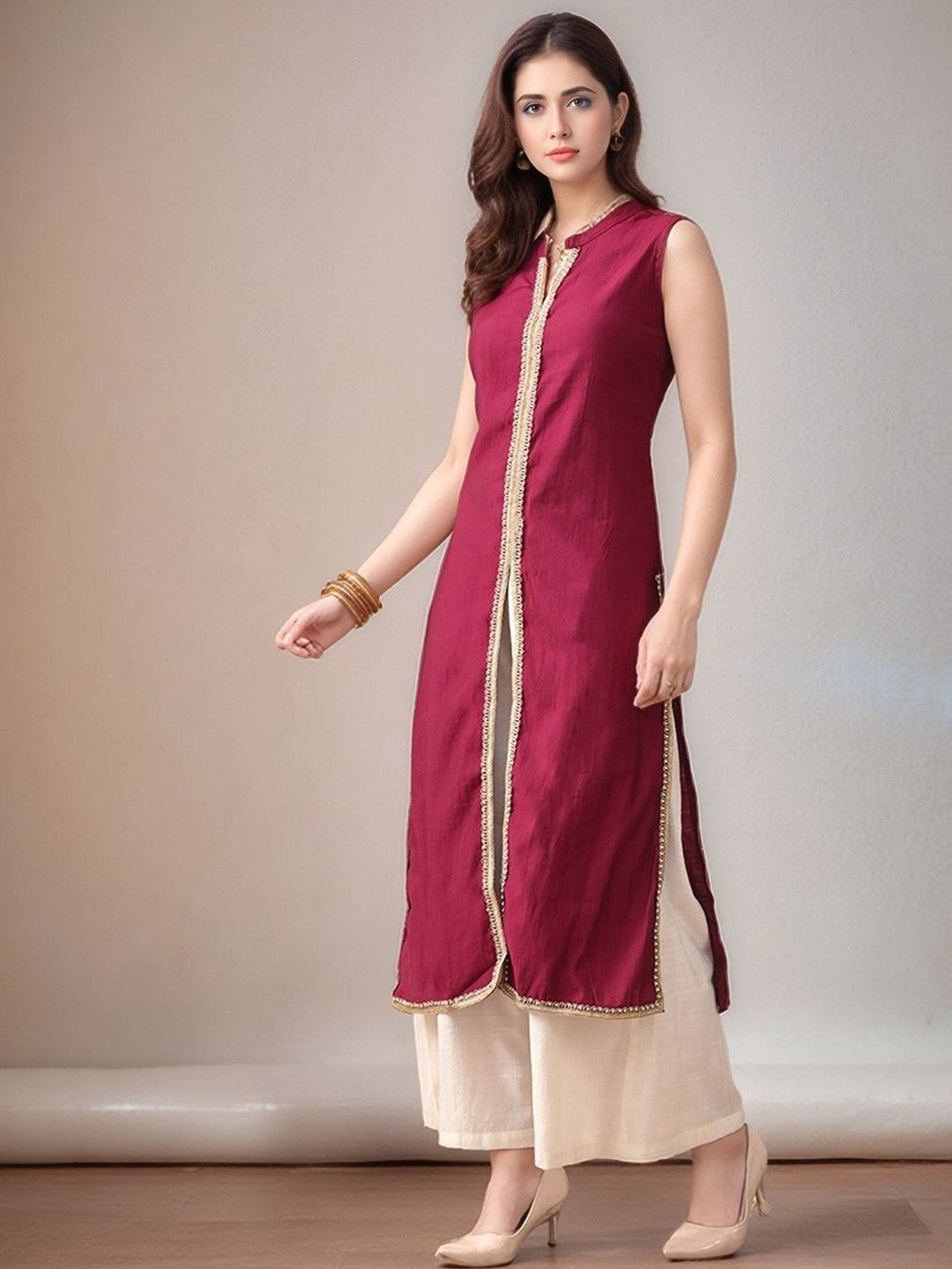 Women Solid Kurta with Palazzos