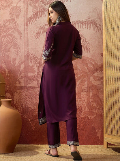 Embroidered V-Neck Kurta Sets