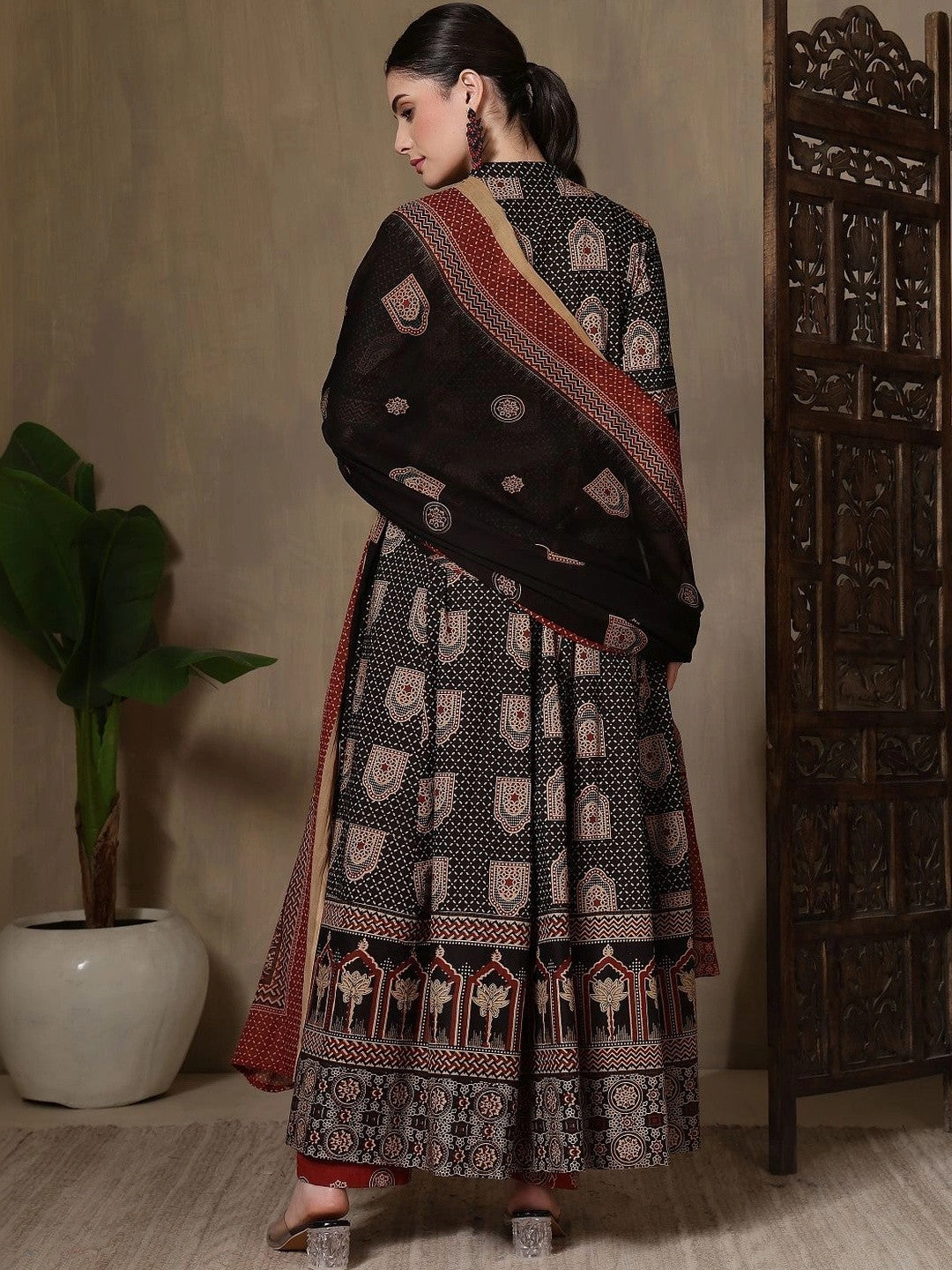 Women Ethnic Motifs Printed Empire Pure Cotton Kurta with Trousers & With Dupatta