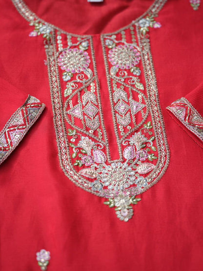 Dhiyona HOP Women Ethnic Motifs Embroidered Straight Kurta & Sharara With Dupatta