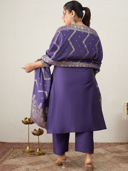 Dhiyona Women's Ethnic Motifs Embroidered Regular Kurta with Trousers & With Dupatta