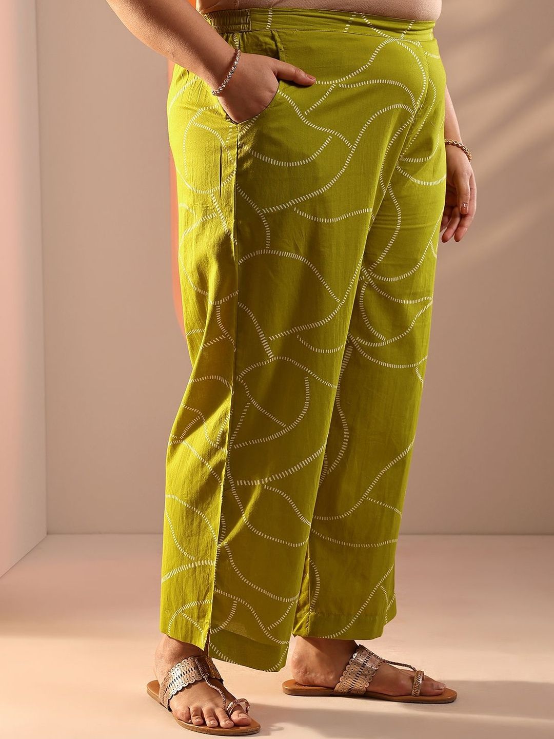 Dhiyona Women's Ethnic Motifs Printed Plus Size Kurta with Trousers & Dupatta