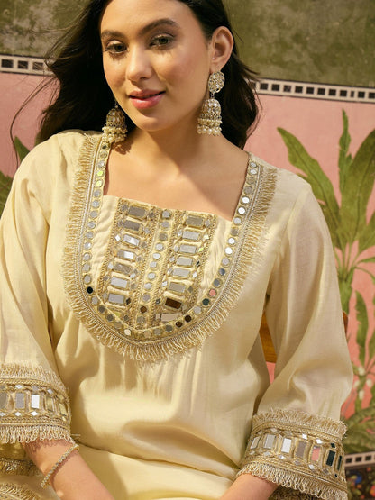 Embroidered Round Neck Kurta & Trousers Kurta Sets