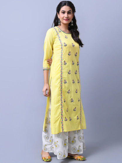 Dhiyona AN Women Floral Embroidered Regular Thread Work Kurta with Sharara